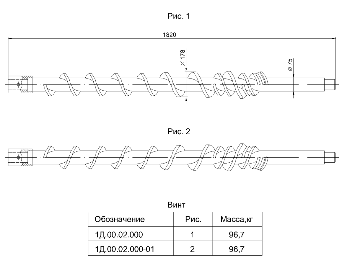 Чертеж винта 1Д.00.02.000-01 СБ